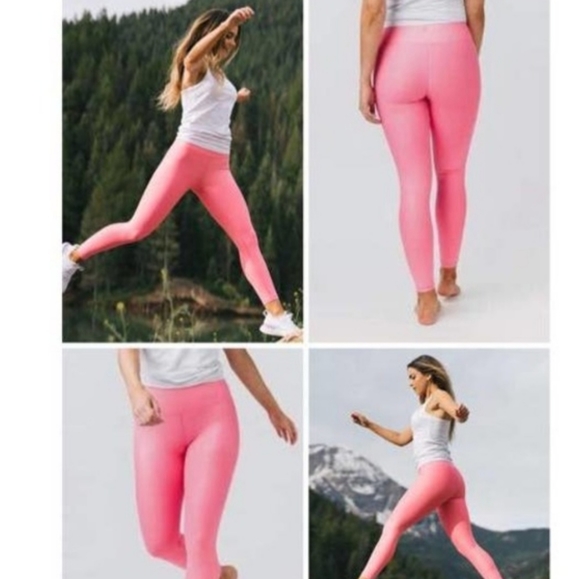 Zyia Barbicon Active Pink Metallic Hi-Rise 7/8 Leggings Size 2 Perfect Condition - Picture 3 of 5